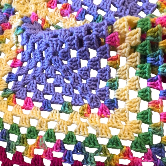 Afghan Handmade Rainbow Colors Baby Crib Shoulder Blanket - Picture 7 of 11